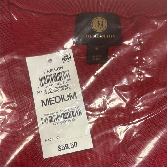 JM Collection Red Sweater - Picture 1 of 4